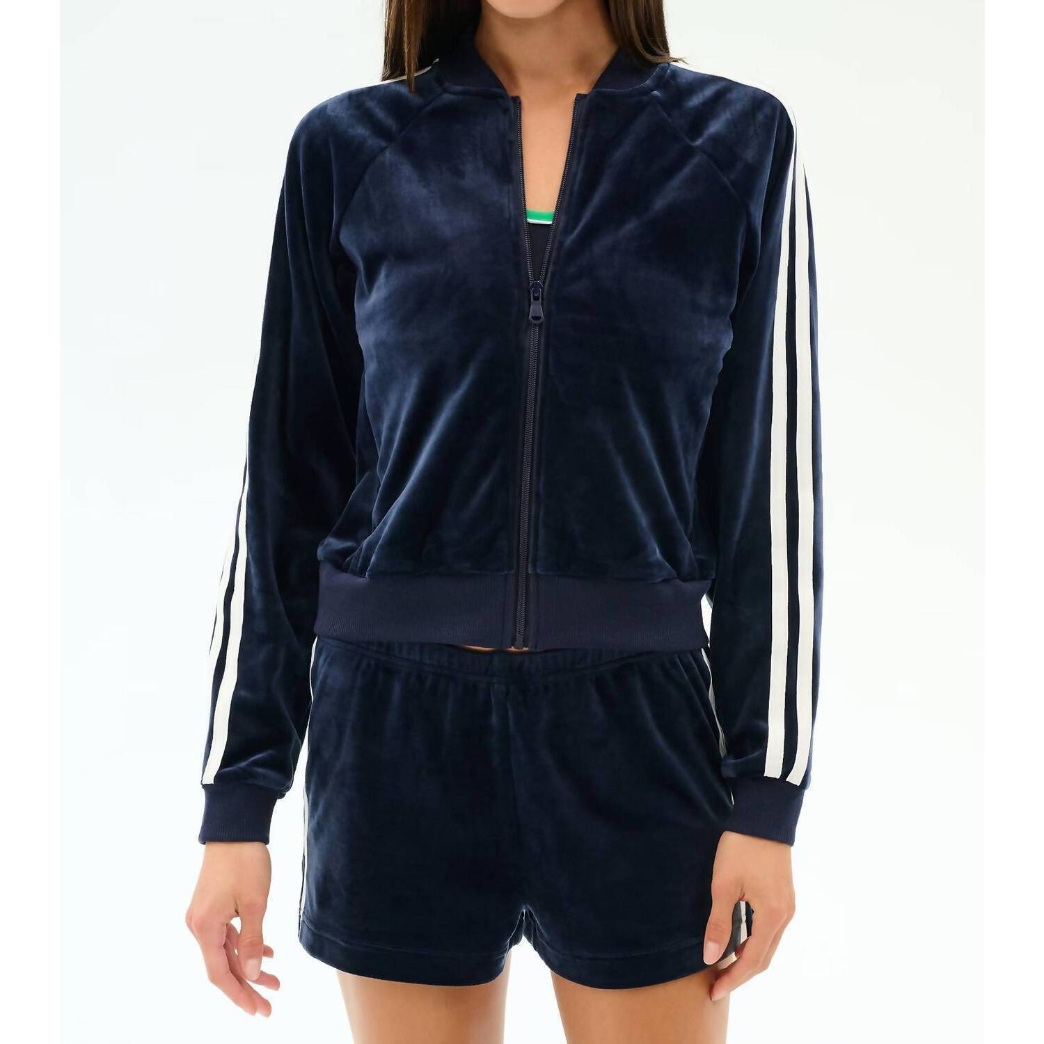New Splits59 Heritage Velour Bomber Jacket In Navy